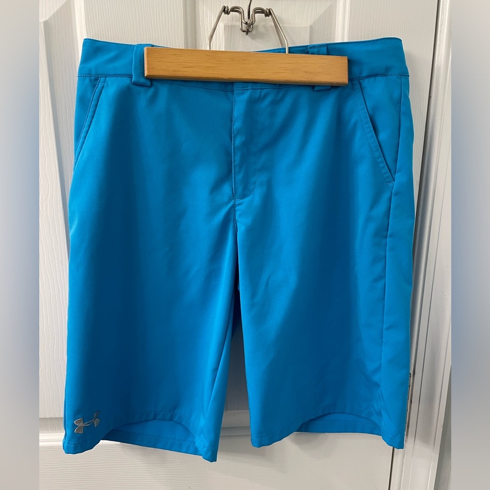 Under Armour logo golf shorts turquoise YL